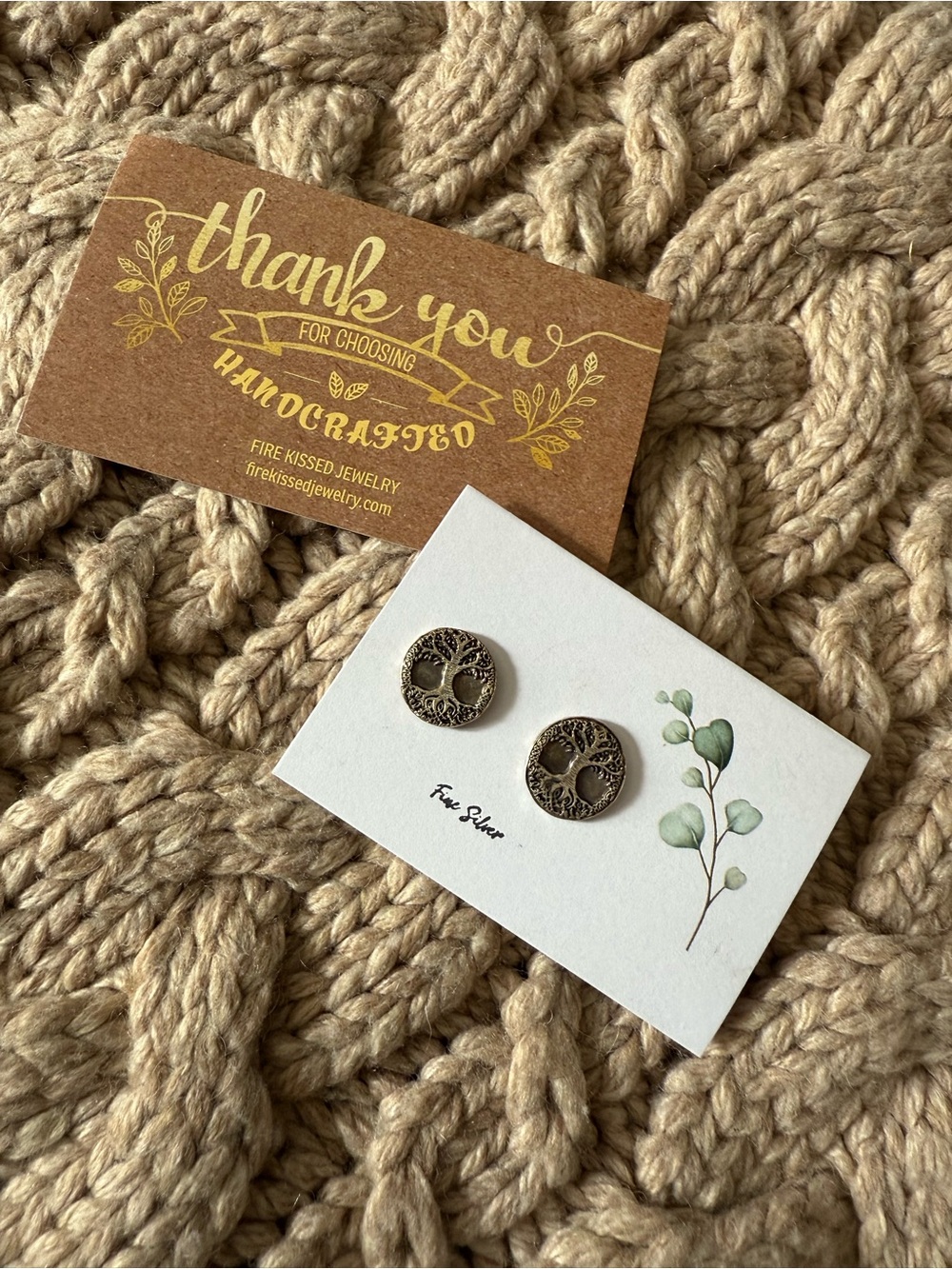 Handcrafted Tree of Life Stud Earrings